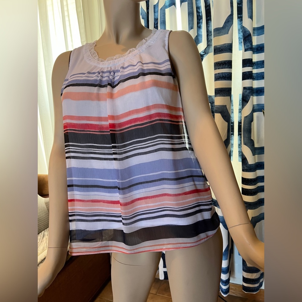 ELLE Multi-Colored Striped Tank Size Large